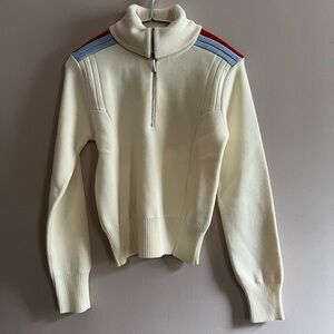 Cordova Cloud Dancer Wool Half-Zip Racing Turtleneck Sweater